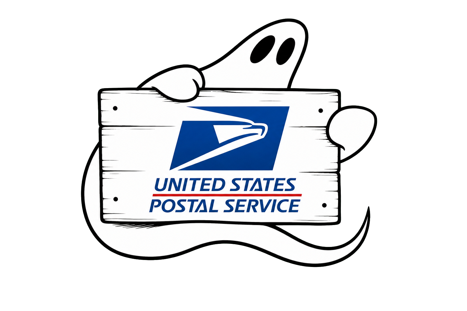 GhostPostal ghost holding a postal service sign